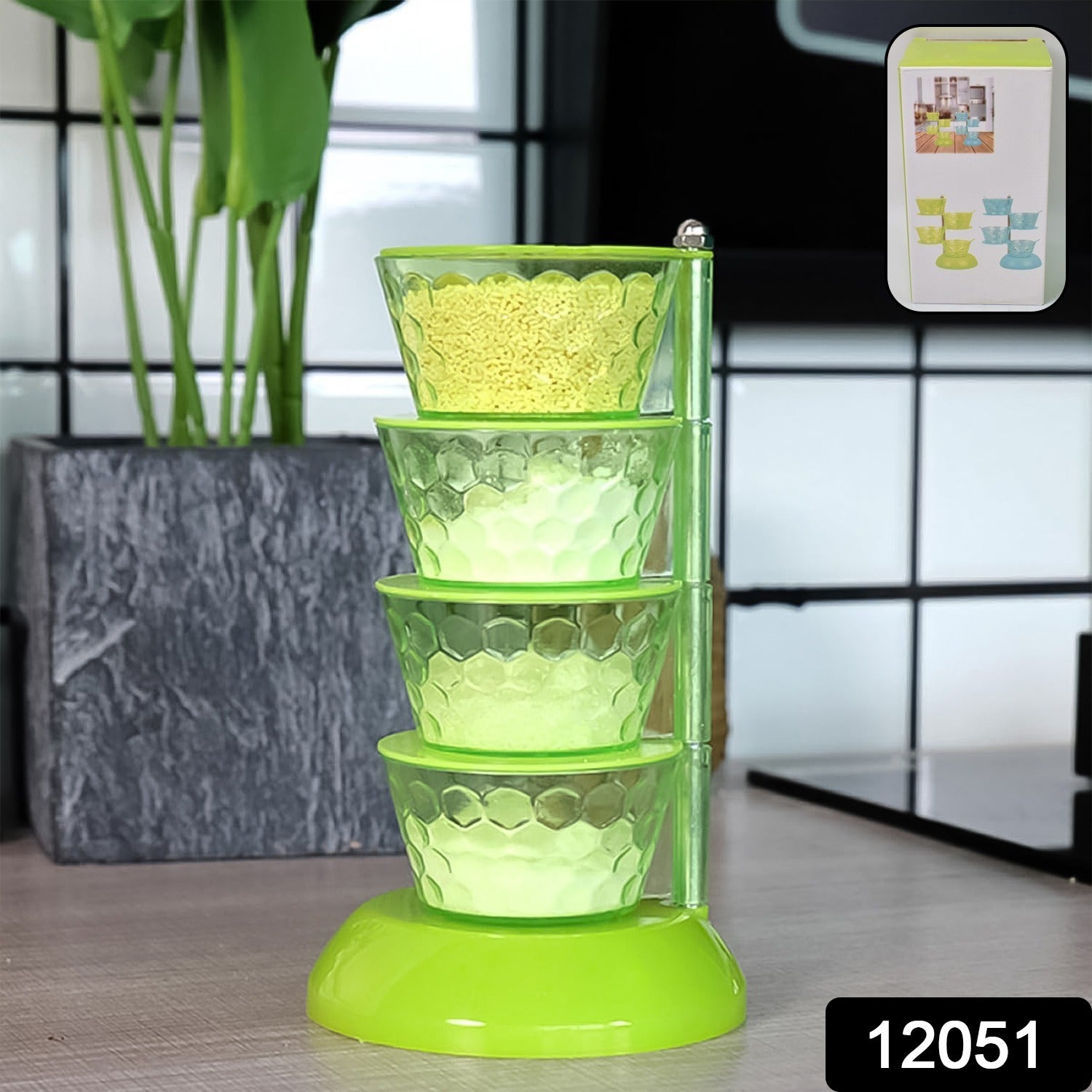Rotating Spice Rack 4-Tier 360 Pickle Tower | - Side View