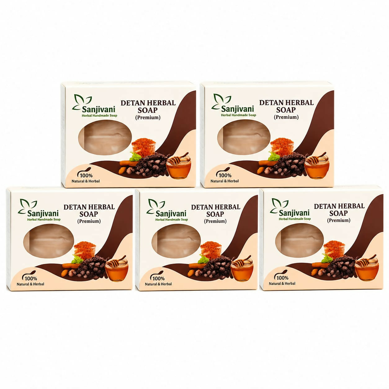 Detan Herbal Soap Natural Herbal Handmade Bath Soap Bars (90Gm Pack of 5)