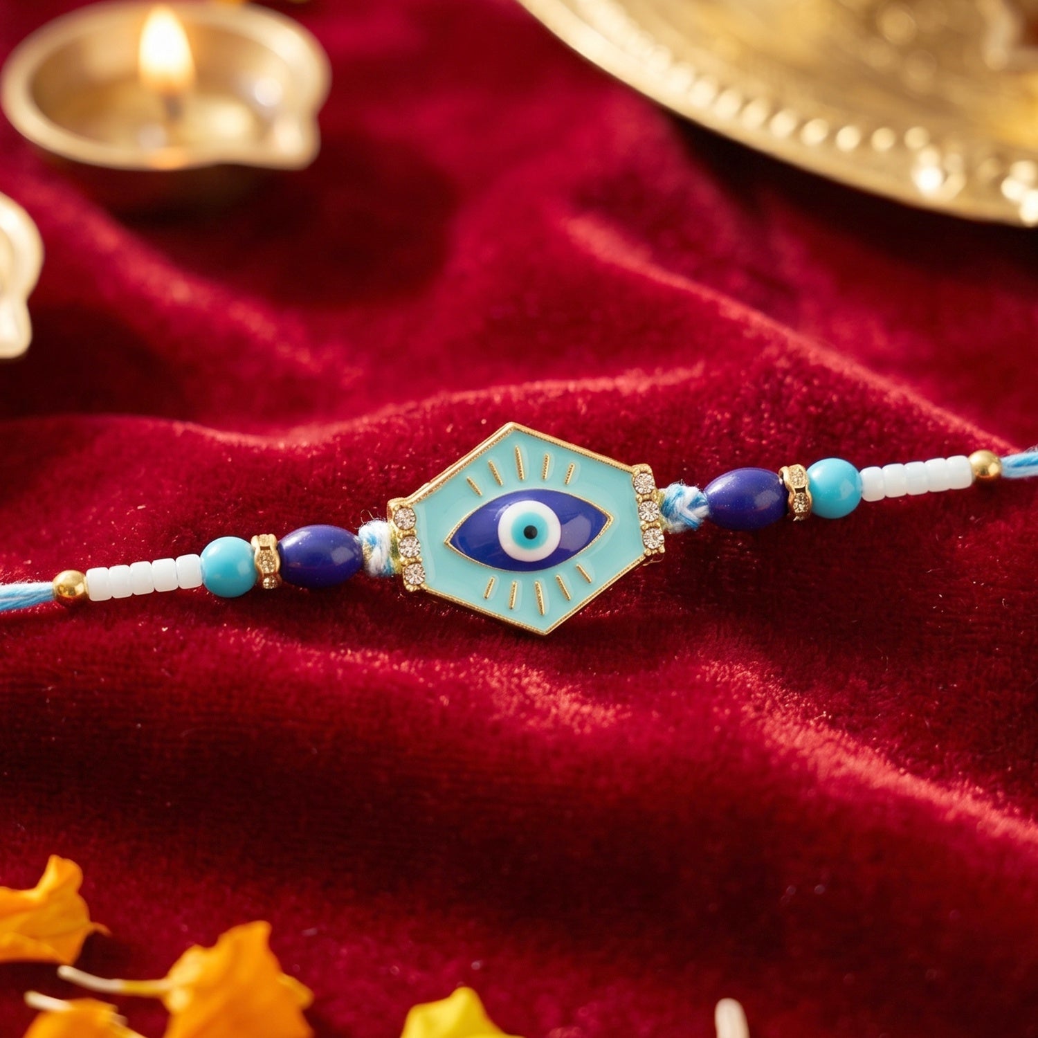 ALVENZA Evil Eye Hexagon Rakhi – Modern Protection Design for Raksha Bandhan