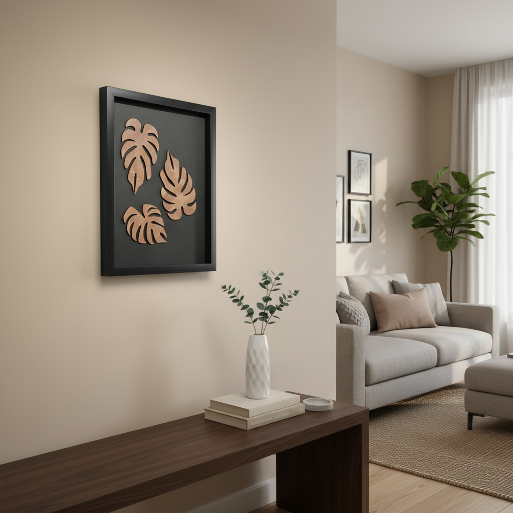 ALVENZA Luxury 3D Monstera Leaf Wall Art – Modern Tropical Decor for Homes