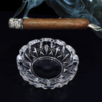 Crystal Glass Ashtray Round Cigar & Cigarette | Styleva - Front View