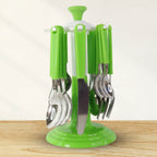 ALVENZA Stainless Steel Cutlery Set – 24 Pieces with Rotating Stand