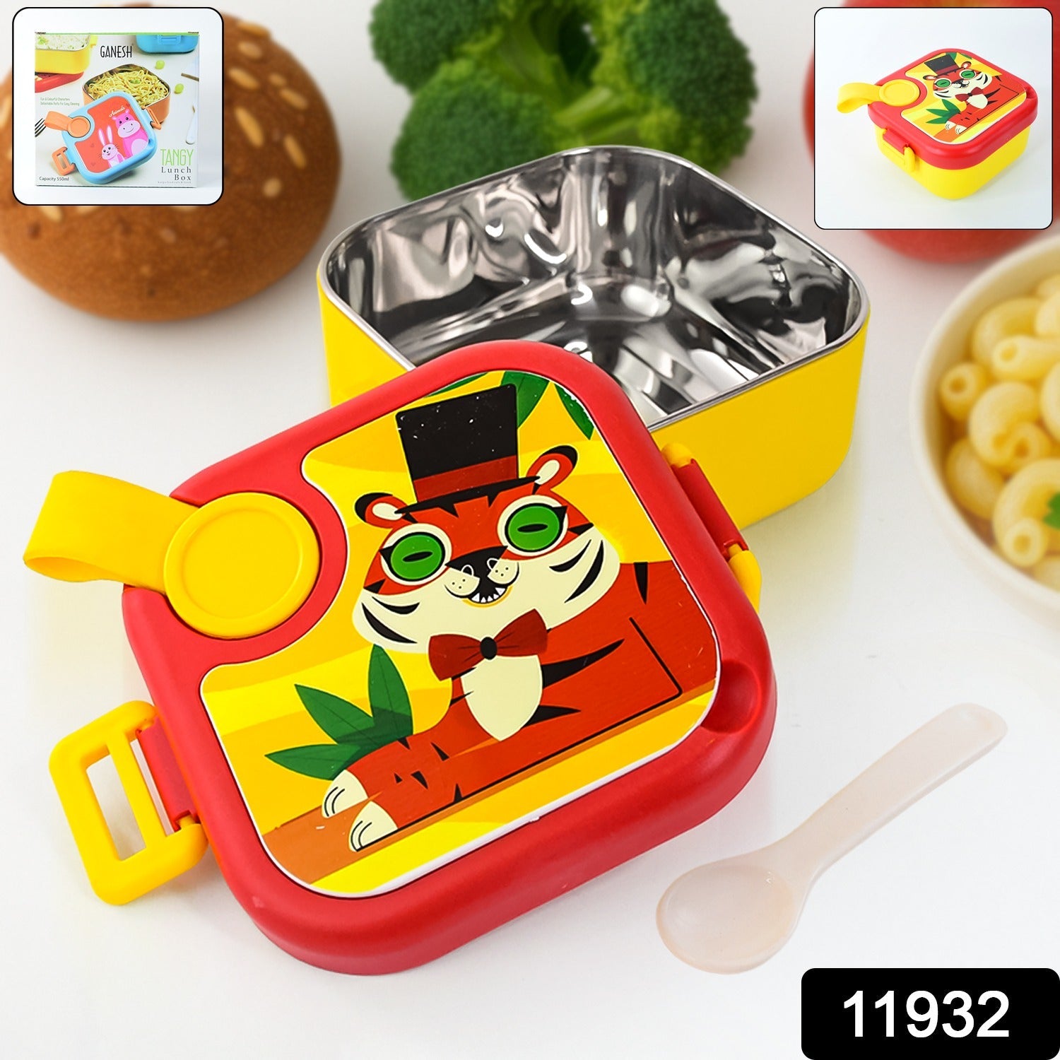 ALVENZA Kids Stainless Steel Lunch Box – Leakproof Tiger Design