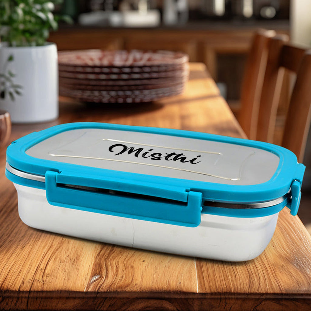 ALVENZA Stainless Steel Lunch Box – 2 Compartments & Spoon | CustomSpot