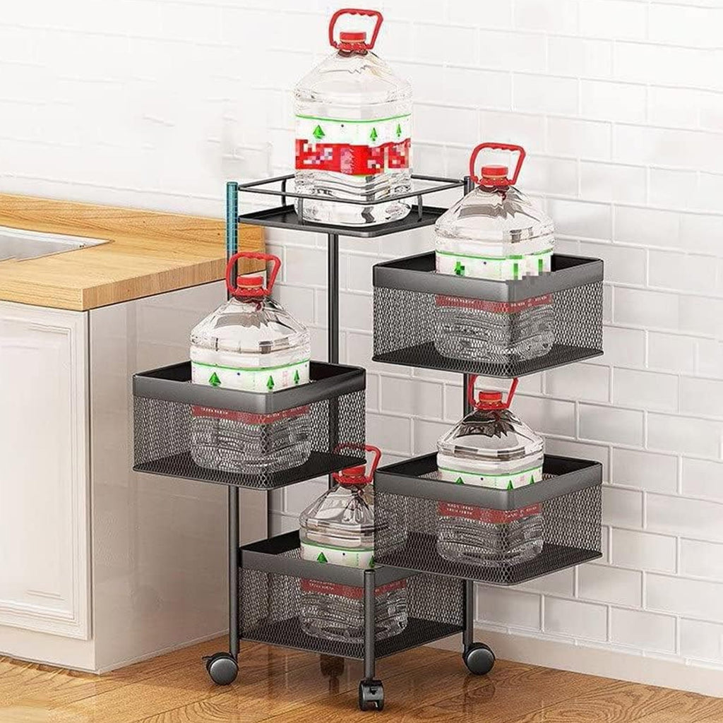 ALVENZA Kitchen Trolley – 4-Layer Metal Organizer for Fruits & Veggies | Tidy Table