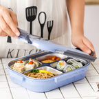 ALVENZA 4 Compartment Lunch Box – Stainless Steel & Transparent | CustomSpot