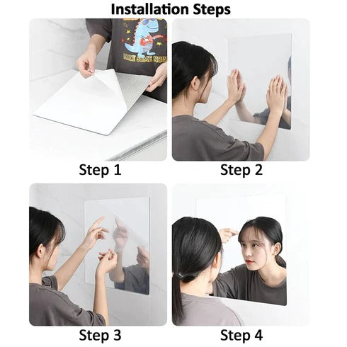 ALVENZA Oval Mirror Wall Sticker – Frameless, Easy Peel & Stick | Indo Glow