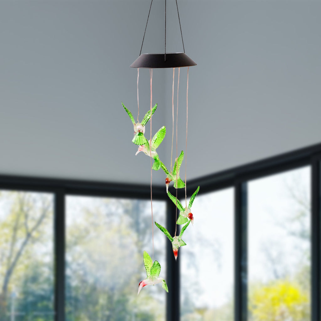 ALVENZA Solar Hummingbird Wind Chimes – Colorful LED Garden Decor
