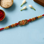 ALVENZA Rudraksha Rakhi – Antique Oxidized Design for Brother
