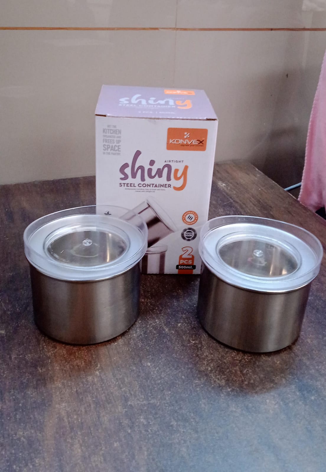 Airtight Stainless Steel Containers See-Through Lid, 500ML (Set of 2) | Konvex - Detail View 7