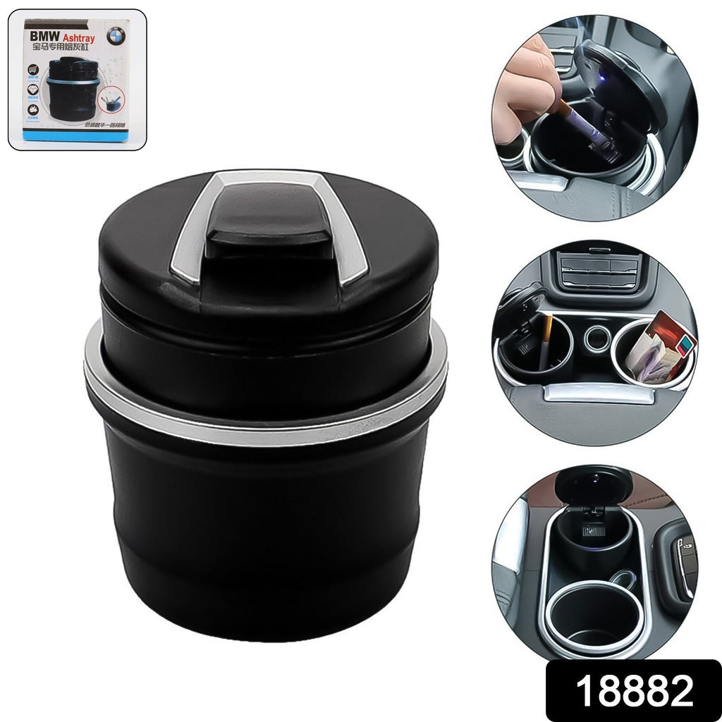 ALVENZA Car Ashtray with Lid & Blue LED Light – Portable Smokeless Design