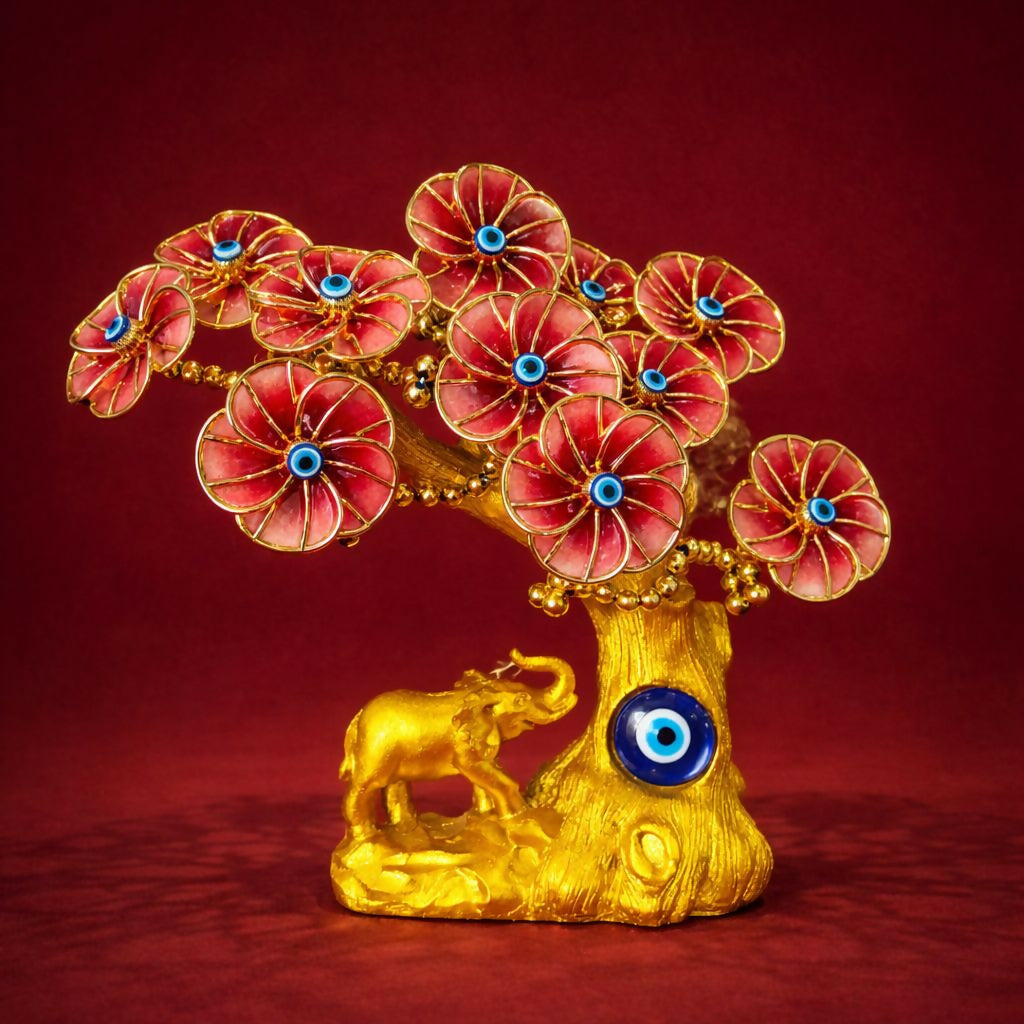 ALVENZA Golden Decorative Tree Showpiece – Elegant Elephant Accent Décor