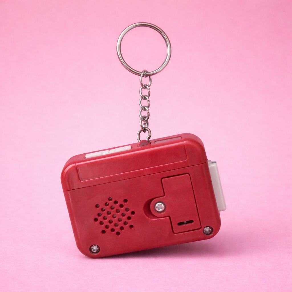 ALVENZA Retro Cassette Tape Sound Keychain – Nostalgic Click Button Design