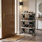 Multipurpose Foldable 4 Layer Storage Rack Space Saving Organizer - Back View