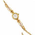Royal Heritage Gold & Ruby Accent Bracelet Watch | Traditional & Partywear Jewelry Watch