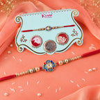 ALVENZA Blue Enamel Mandala Rakhi with Golden Star Detail, Roli Chawal Coin and Gift Box Packing