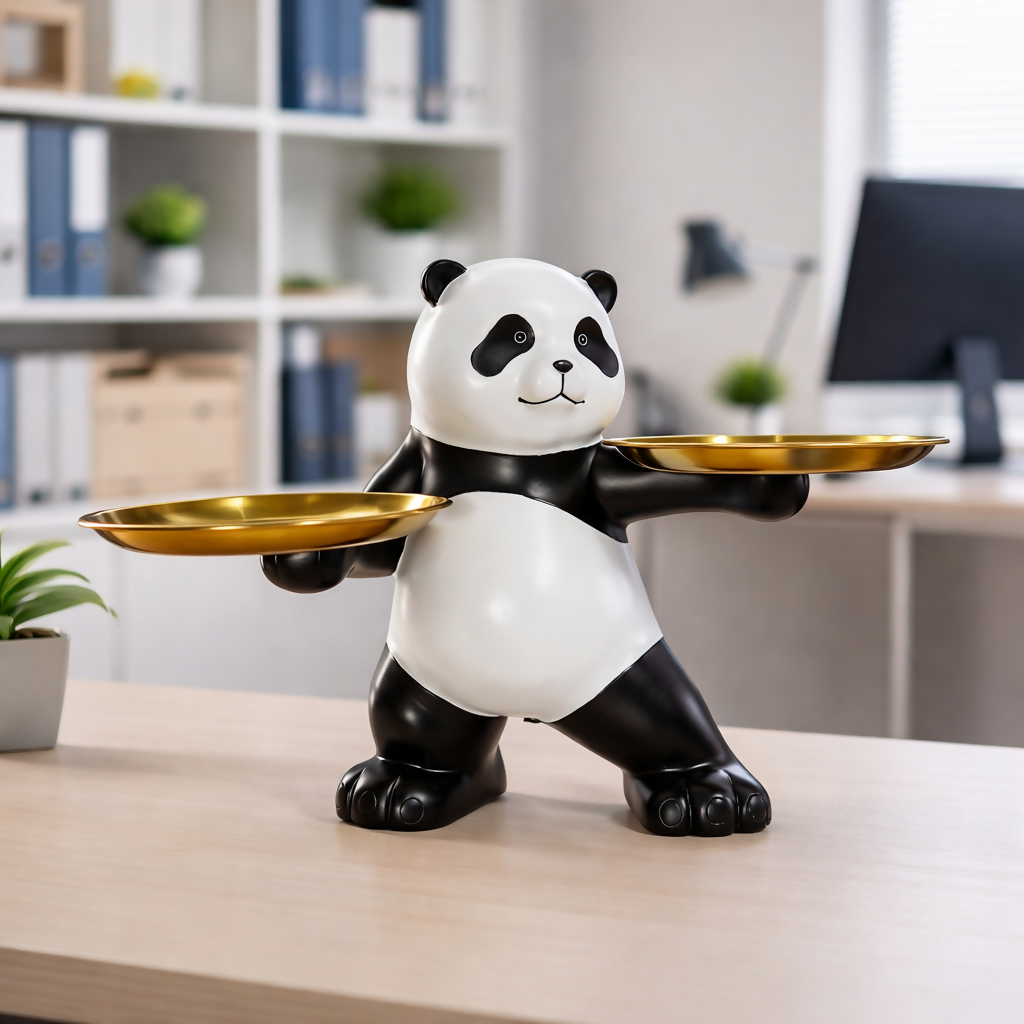 ALVENZA Panda Tray Holder – Charming Dual Plates for Home & Office