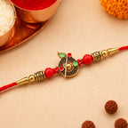 ALVENZA Krishna Rakhi – Red Beaded Auspicious Thread for Brother