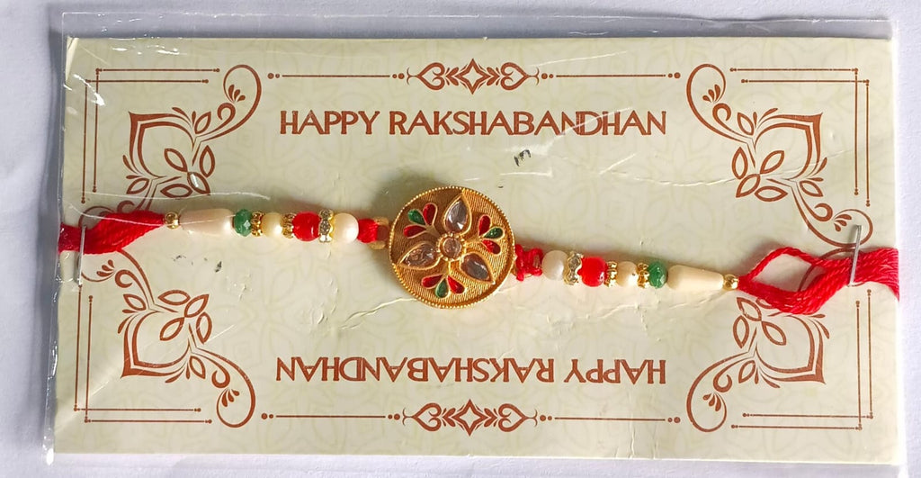 ALVENZA Kalash Rakhi - Sacred Design with Embellished Beads & Red Thread