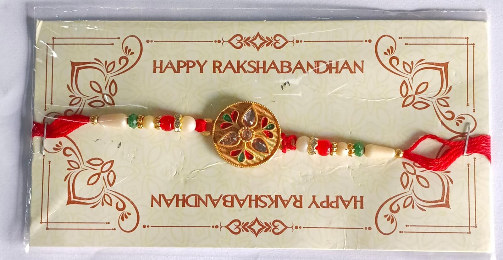 ALVENZA Kalash Rakhi - Sacred Design with Embellished Beads & Red Thread