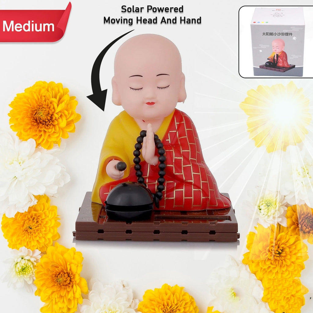 Solar Buddha Statue Moving Head & Hand Decor | XcelCraft - Detail View 6