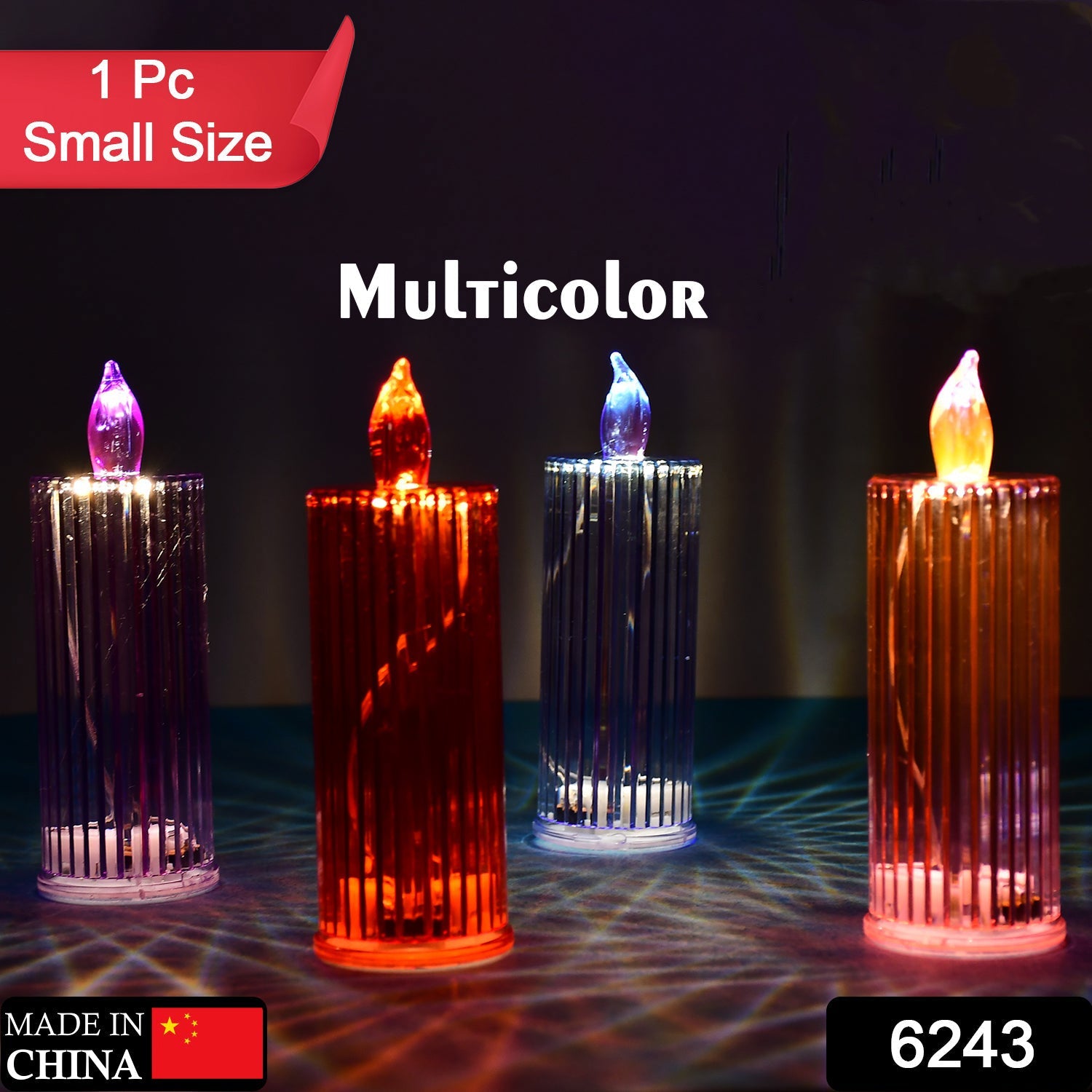 LED Crystal Candle Glitter Swirling Multicolor Decor | Styleva - Side View