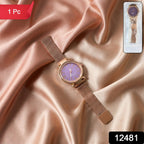 Rose Gold Mesh Strap Wrist Watch – Elegant Minimal Analog Dial