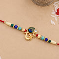 ALVENZA Peacock Feather Rakhi – Divine Multicolor Beads for Brother