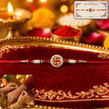 ALVENZA Swastik Pearl Frame Rakhi – Elegant and Traditional Tie for Brothers