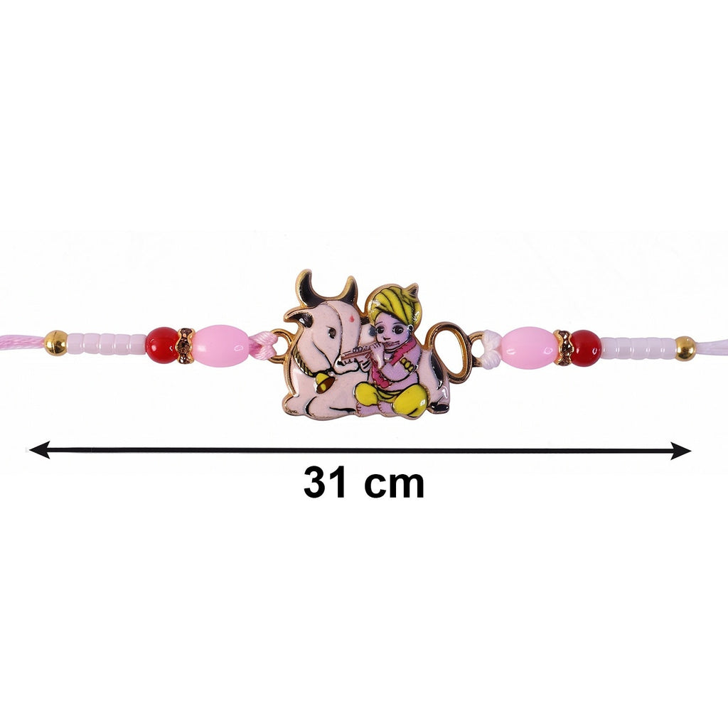 ALVENZA Krishna with Cow Designer Rakhi – Traditional & Comfortable for Brother