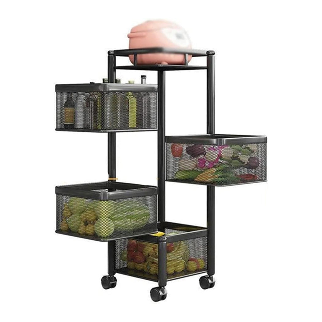 ALVENZA Kitchen Trolley – 4-Layer Metal Organizer for Fruits & Veggies | Tidy Table
