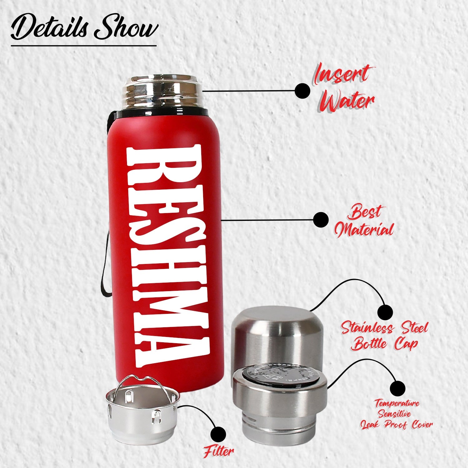 ALVENZA Personalized Stainless Steel Water Bottle – 600ml Leak-Proof Thermos | CustomSpot