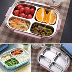 ALVENZA 4 Compartment Lunch Box – Stainless Steel & Transparent | CustomSpot