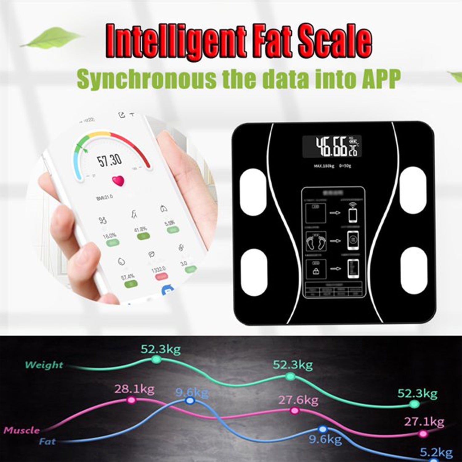 Smart Body Weight Scale – Bluetooth Body Fat & BMI Tracking | VelvaBloom