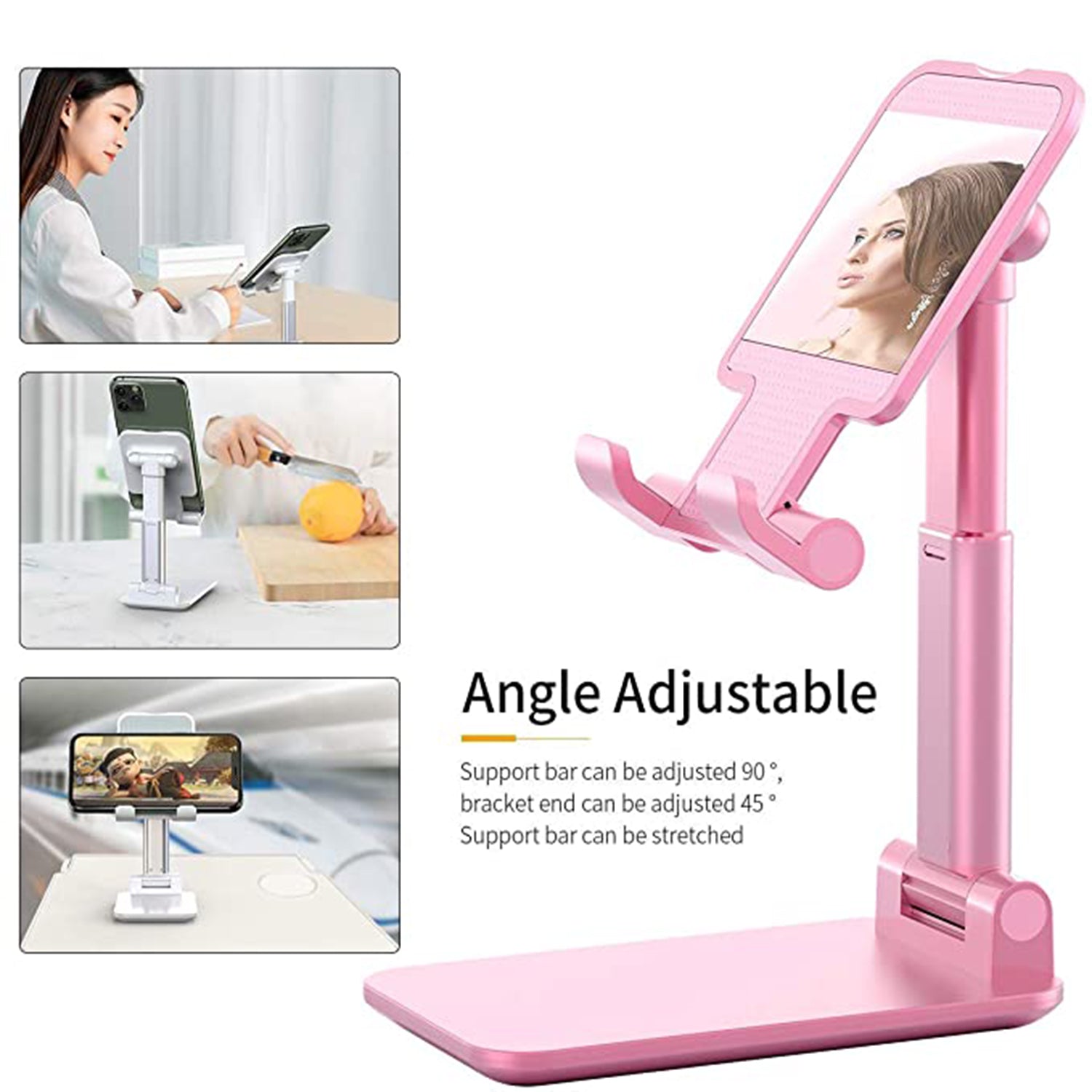 ALVENZA Adjustable Phone Stand – 3-Way Desk Mobile Holder with Mirror | Deskrova