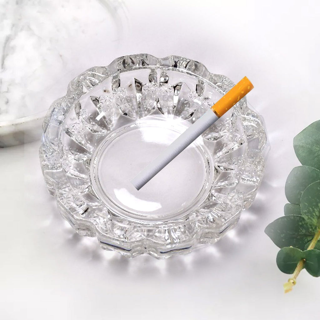 Crystal Glass Ashtray Round Cigar & Cigarette | Styleva - Detail View 6