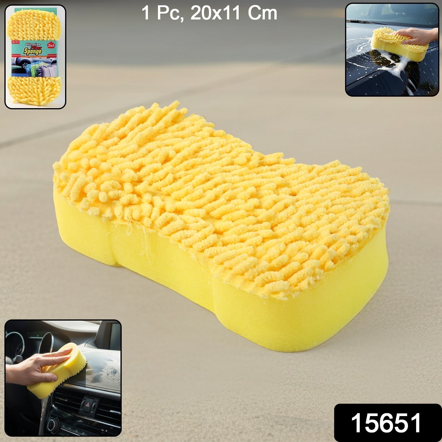 ALVENZA Microfiber Car Washing Sponge – Dual-Surface & Scratch-Free Finish