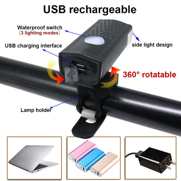 ALVENZA Bicycle Headlight – 400 Lumen USB Rechargeable | Indo Glow