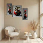 Flower Vase Wall Art Vibrant Floral 3-Panel MDF Frame - Detail View 5