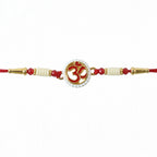 ALVENZA OM Symbol Pearl Frame Rakhi – Elegant Traditional Design for Raksha Bandhan
