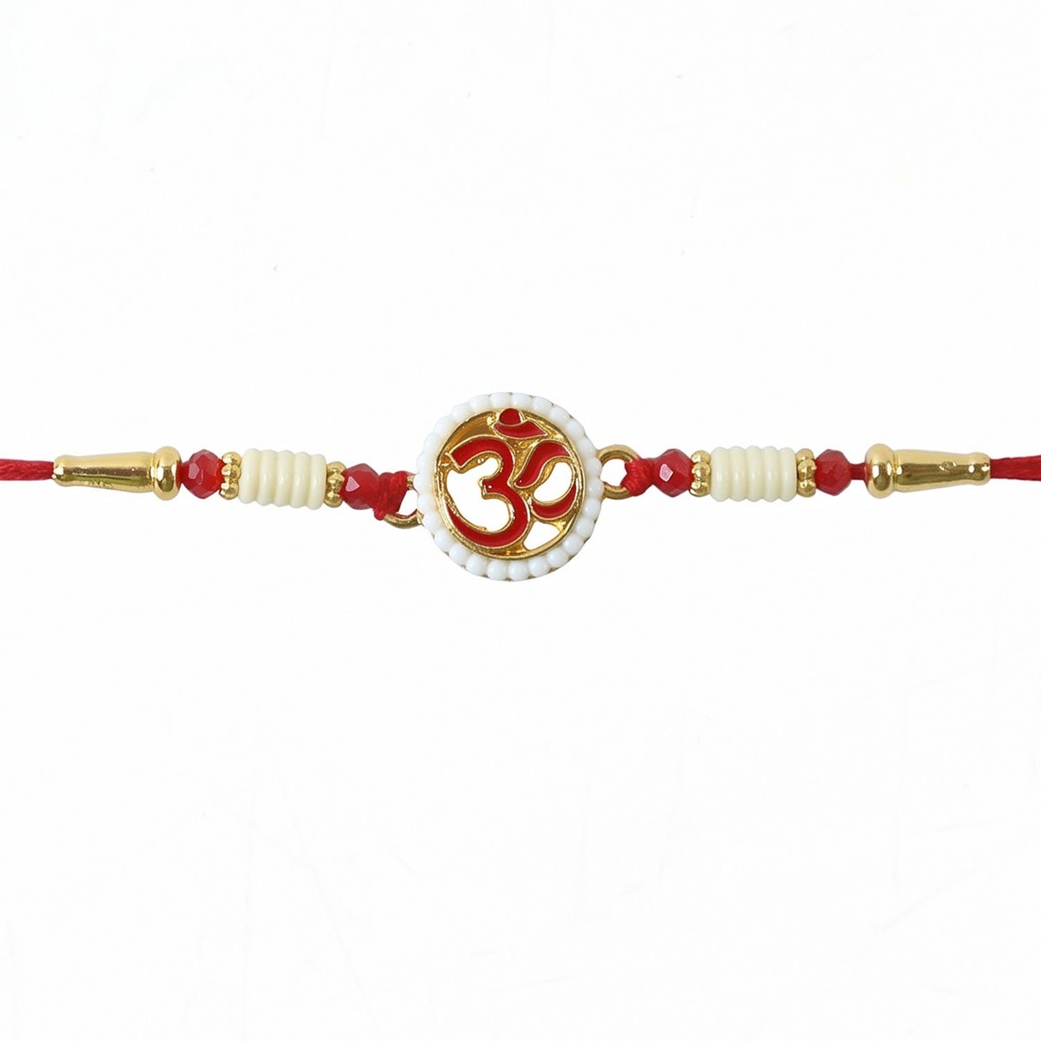 ALVENZA OM Symbol Pearl Frame Rakhi – Elegant Traditional Design for Raksha Bandhan