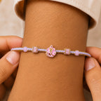 ALVENZA Pink Bracelet Designer Rakhi with Pearl Style Beads and Soft Festive Finish