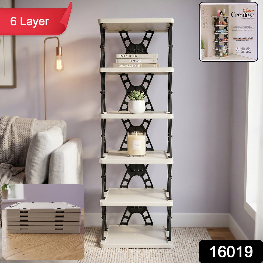 ALVENZA Multipurpose Foldable 6 Layer Storage Rack – Space-Saving Home Organizer