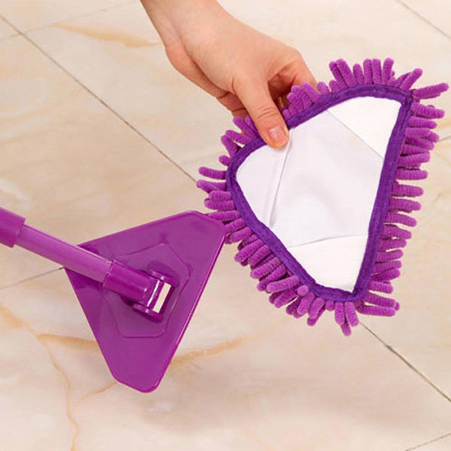 ALVENZA Triangle Mop – Adjustable Stainless Steel for Wet & Dry Floors | Velvet Wipe