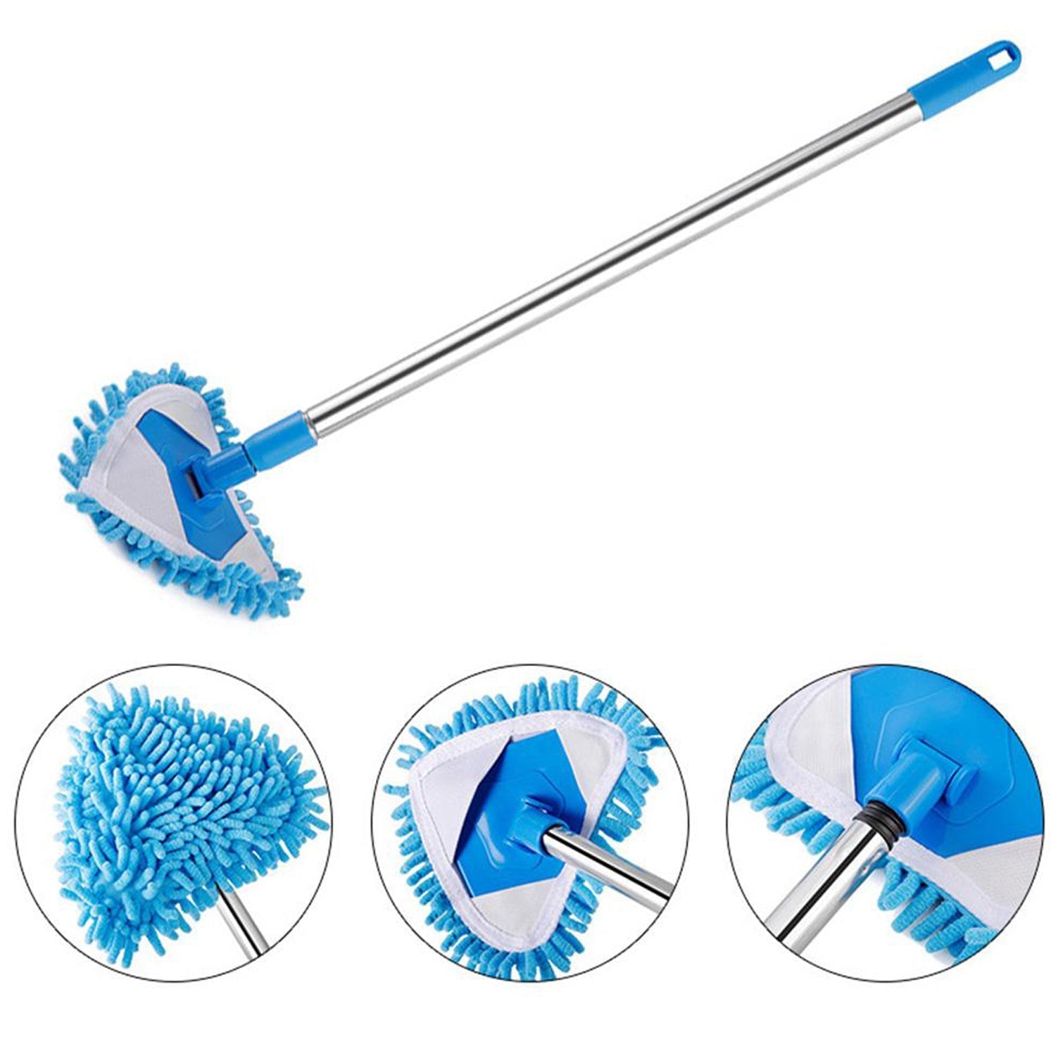 ALVENZA Triangle Mop – Adjustable Stainless Steel for Wet & Dry Floors | Velvet Wipe
