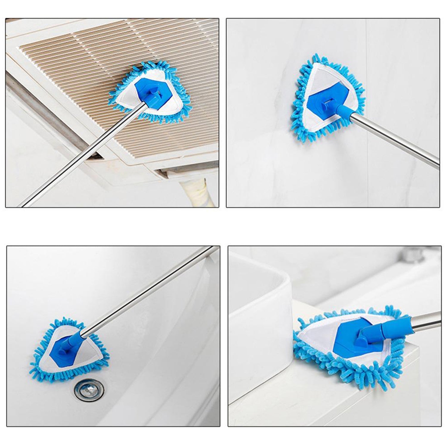 ALVENZA Triangle Mop – Adjustable Stainless Steel for Wet & Dry Floors | Velvet Wipe