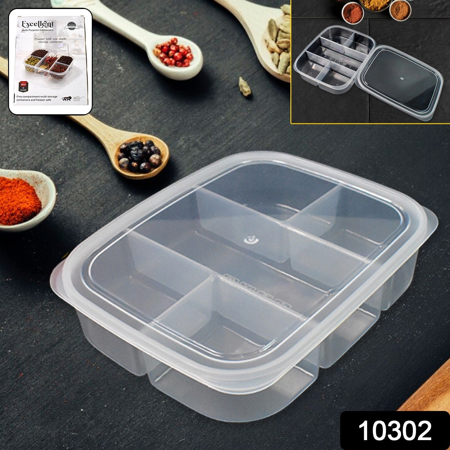 5 Compartment Lunch Box Reusable Food Prep Container | Lunchie Bunchie - Side View