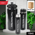 ALVENZA Customized Insulated Water Bottle Set – 3 Pcs SS | CustomSpot