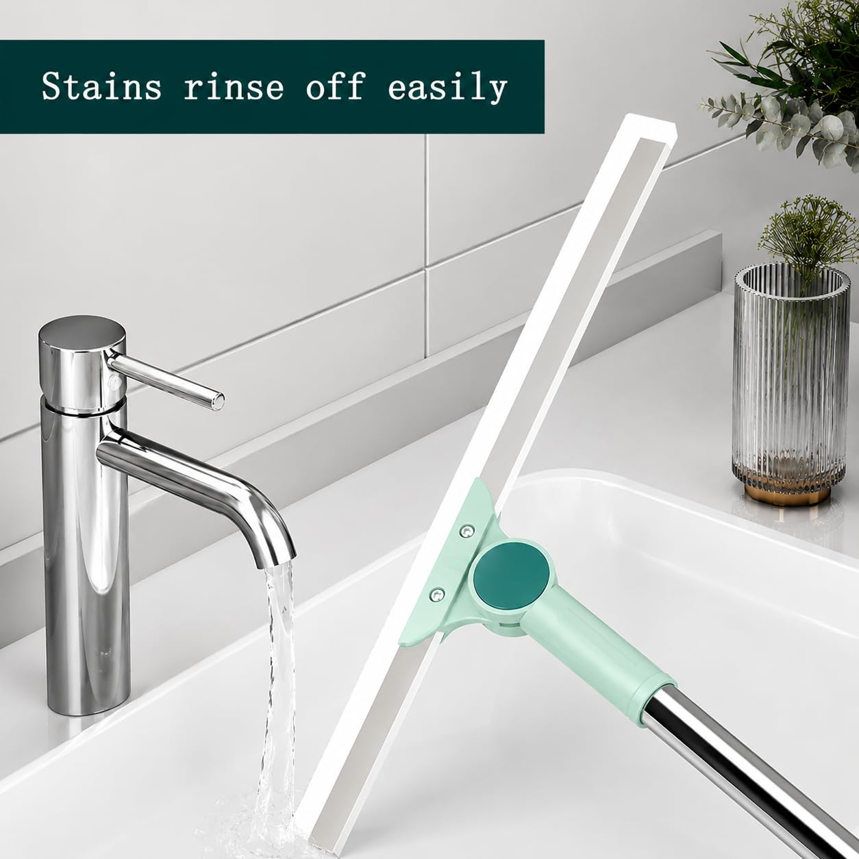 ALVENZA 3-in-1 Magic Silicone Floor Wiper Broom | Bathroom, Floor & Glass Cleaning Squeegee | Hair, Water & Dust Remover | 180° Rotating Head | Stainless Steel Handle - Gallery Image 5