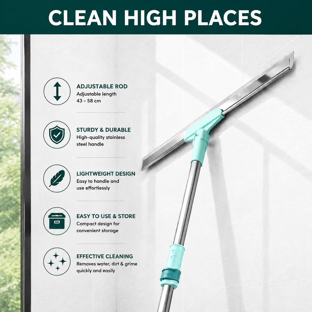 ALVENZA 3-in-1 Magic Silicone Floor Wiper Broom | Bathroom, Floor & Glass Cleaning Squeegee | Hair, Water & Dust Remover | 180° Rotating Head | Stainless Steel Handle - Gallery Image 6